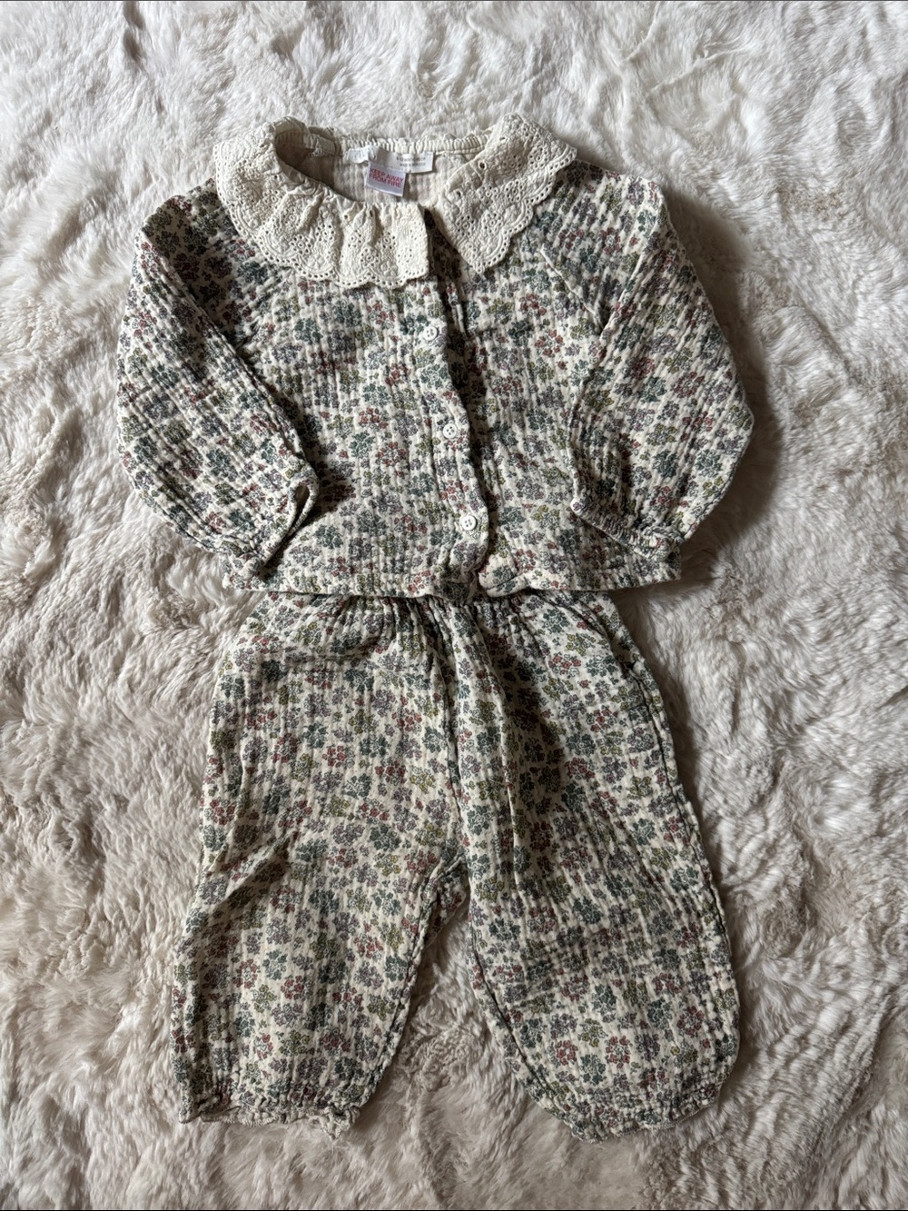 Zara Cream Floral Knit Matching Set